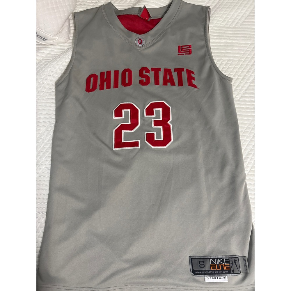 Sewn Stitched OHIO STATE Buckeyes #23 Nike LEBRON Basketball Jersey S Small L+2